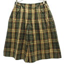 古着 DAKS GOLF ダックスゴルフ チェック ゴルフ パンツ 69-94 グリーン系 レディース 【中古】 【PD】