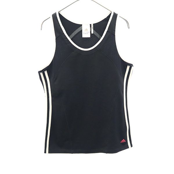 古着 アディダス adidas プリント トレーニング タンクトップ OT ブラック スポーツ ウォームアップ レディース 【中古】
