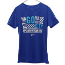 古着 ナイキ NIKE ロゴプリント ランニング 半袖 ウェア M ブルー Tシャツ ジョギング 名古屋シティマラソン 2017 レディース 【中古】