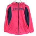 古着 ルコック le coq デサント製 プリント トレーニング 長袖 ジップパーカー M ピンク フロントジップ 裏メッシュ レディース 【中古】 【PD】
