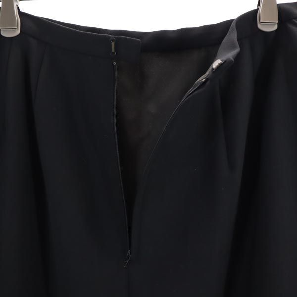 古着 Christian Dior クリスチャンディオール ウール100% ミディ丈 タイトスカート 11 ブラック系 バックジップ レディース 【中古】 【PD】