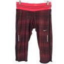 古着 ナイキ NIKE チェック柄 ランニング パンツ M ブラウン×ピンク レギンス レディース 【中古】 【PD】