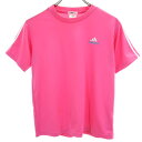 古着 アディダス adidas トレーニング 半袖 Tシャツ 150CM ピンク キッズ 【中古】