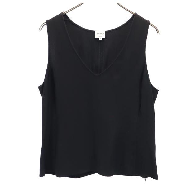 アルマーニコレッツォーニ イタリア製 ノースリーブ カットソー 46 ブラック系 ARMANI COLLEZIONI サイドジップ レディース 【中古】 【230706】 メール便可
