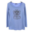 バーバリーブルーレーベル 日本製 三陽商会 ラメプリント 長袖 Tシャツ 38 ブルー系 BURBERRY BLUE LABEL ロンT レディース 【中古】 【231001】 メール便可