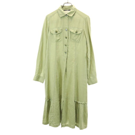 古着 MAX MARA マックスマーラ リネン100% 長袖 シャツワンピース 40 カーキ レディース 【中古】 古着 MAX MARA マックスマーラ リネン100% 長袖 シャツワンピース 40 カーキ レディース 【中古】