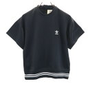 ハイク × アディダス コラボ トレフォイルロゴ 半袖 Tシャツ S 黒 HYKE × adidas フレンチスリーブ レディース 【中古】 【240322】 メール便可