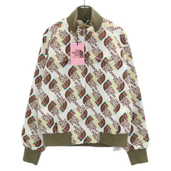 未使用 グッチ ザノースフェイス 総柄 ブルゾン ナイロンジャケット L クリーム GUCCI THENORTHFACE 限定コラボ レディース 【210115】 【中古】