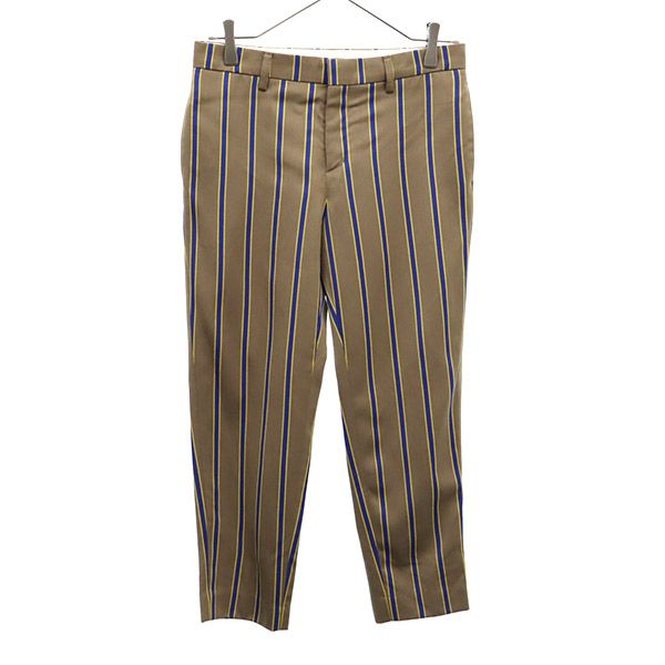 ユナイテッドアローズ 日本製 ストライプ ウールブレンド スラックスパンツ W27 ブラウン×ブルー UNITED ARROWS レディース 【中古】 【230515】