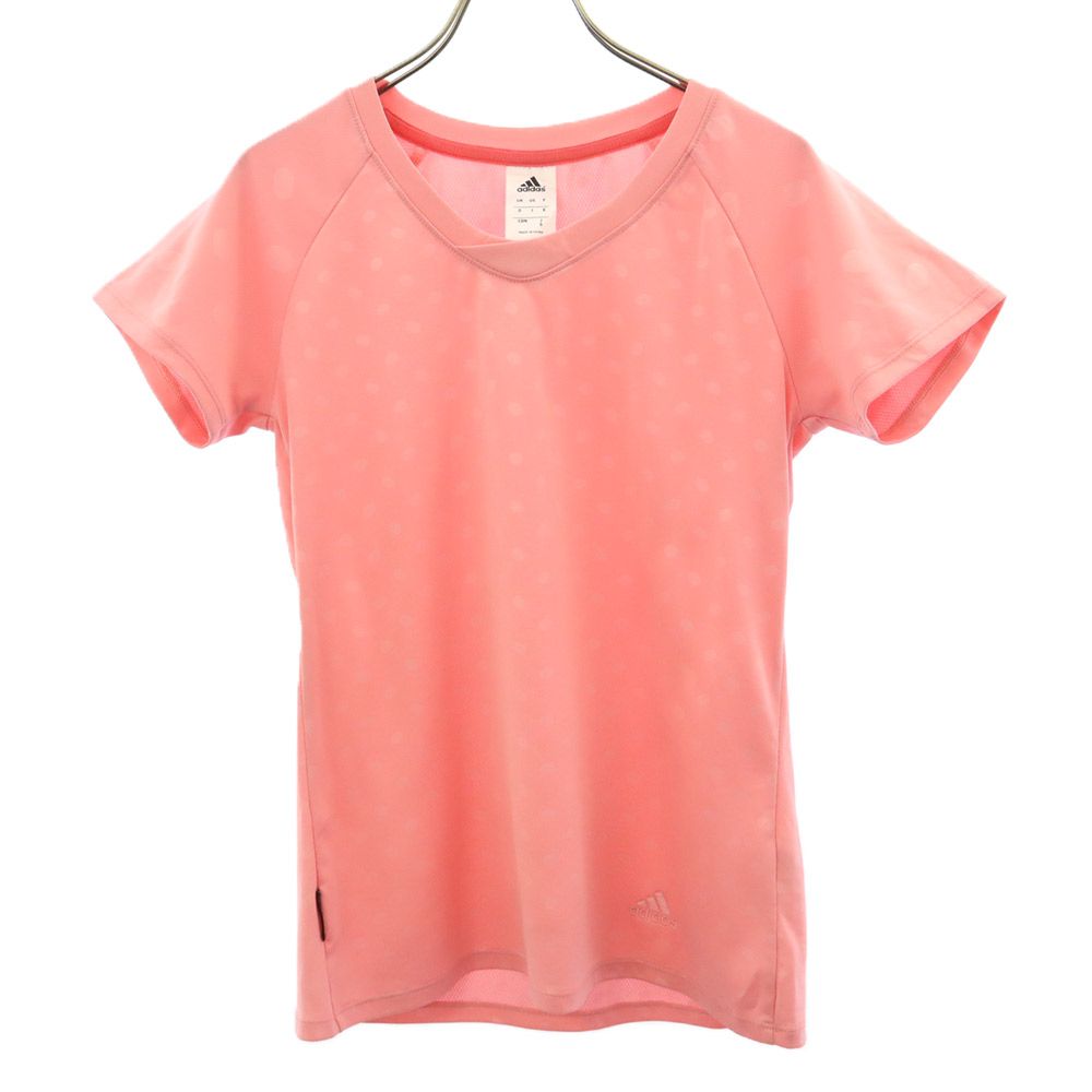 古着 アディダス adidas ドット 半袖 Tシャツ S ピンク ロゴ刺繍 レディース 【中古】