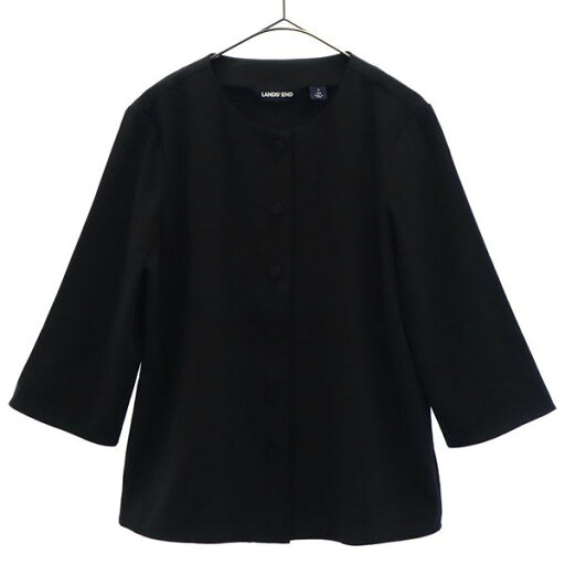 古着 ランズエンド LANDS' END 7分袖 ノーカラージャケット 7 ブラック レディース 【中古】 【PD】 古着 ランズエンド LANDS' END 7分袖 ノーカラージャケット 7 ブラック レディース 【中古】 【PD】