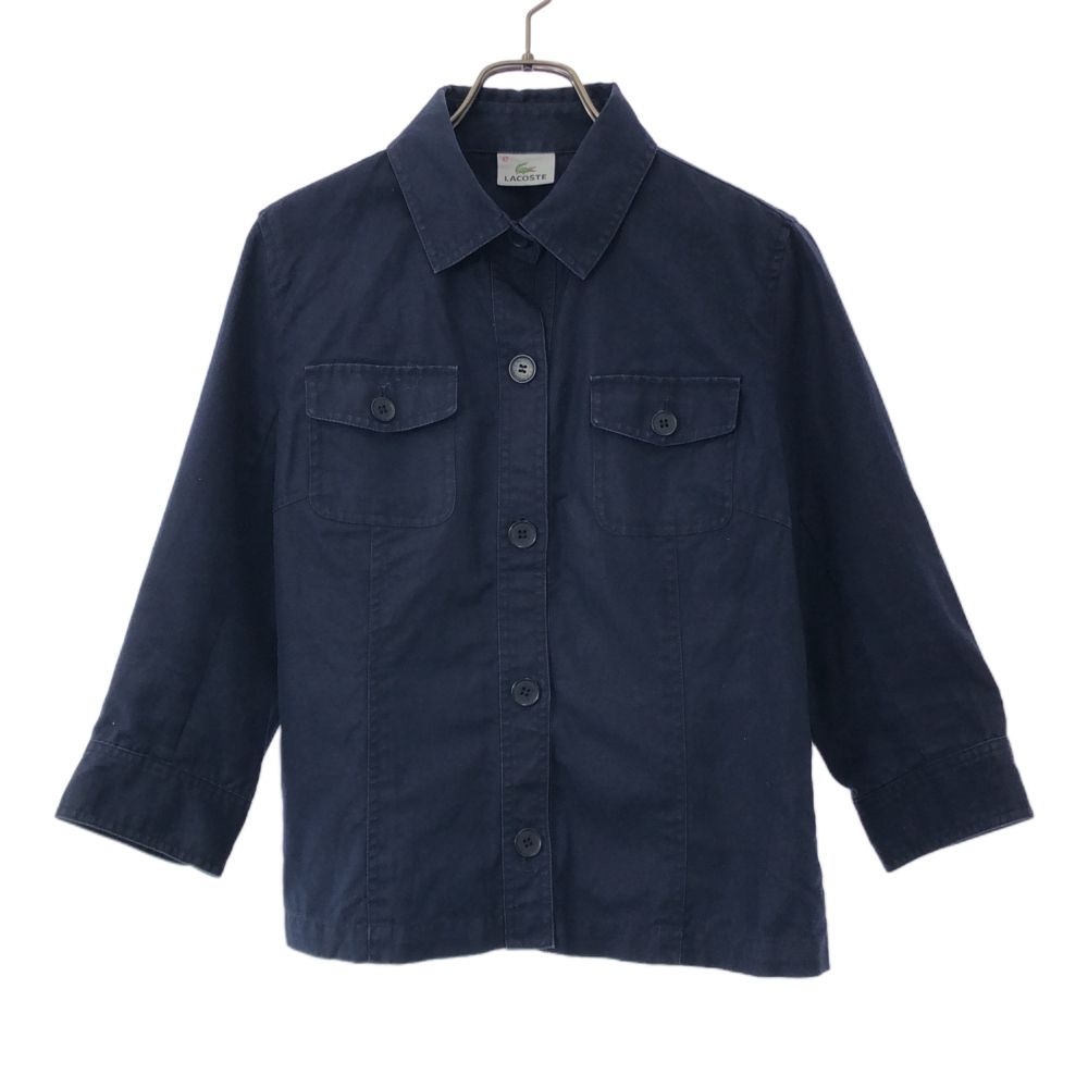 古着 ラコステ LACOSTE 7分袖 シャツジャケット 42 ネイビー レディース 【中古】 【PD】