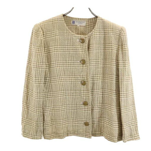 ジバンシィ リネン ノーカラー リネン テーラードジャケット 15 ベージュ系 GIVENCHY レディース 【中古】 【231011】 ジバンシィ リネン ノーカラー リネン テーラードジャケット 15 ベージュ系 GIVENCHY レディース 【中古】 【231011】