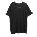 カルバンクライン スリープウェア ロゴ刺繍 半袖 チュニック ワンピース S ブラック CALVIN KLEIN Tシャツ レディース 【中古】 【230715】 メール便可