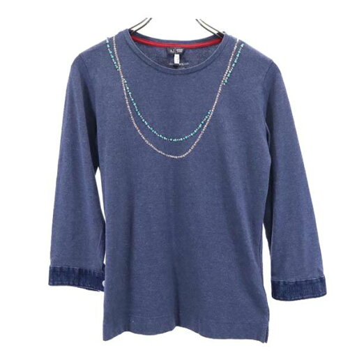 アルマーニジーンズ ラインストーン 長袖 Tシャツ XS ブルー系 ARMANI JEANS ロンT レディース 【中古】 【231007】 アルマーニジーンズ ラインストーン 長袖 Tシャツ XS ブルー系 ARMANI JEANS ロンT レディース 【中古】 【231007】
