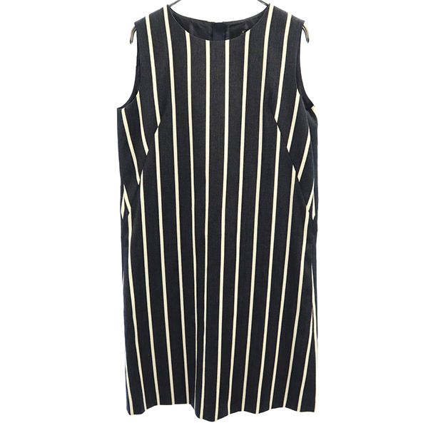 イネド 日本製 ストライプ ノースリーブ ワンピース 9 ネイビー系 INED レディース 【中古】 【230716】
