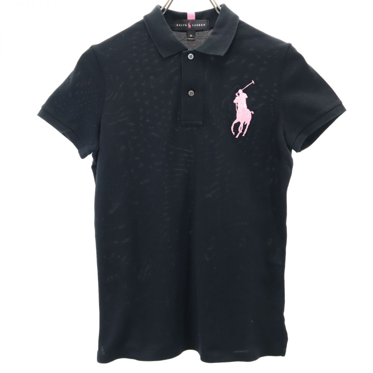 ラルフローレン ビッグポニー 半袖 ポロシャツ M ブラック系 RALPH LAUREN 鹿の子地 レディース 【中古】 【240320】 メール便可