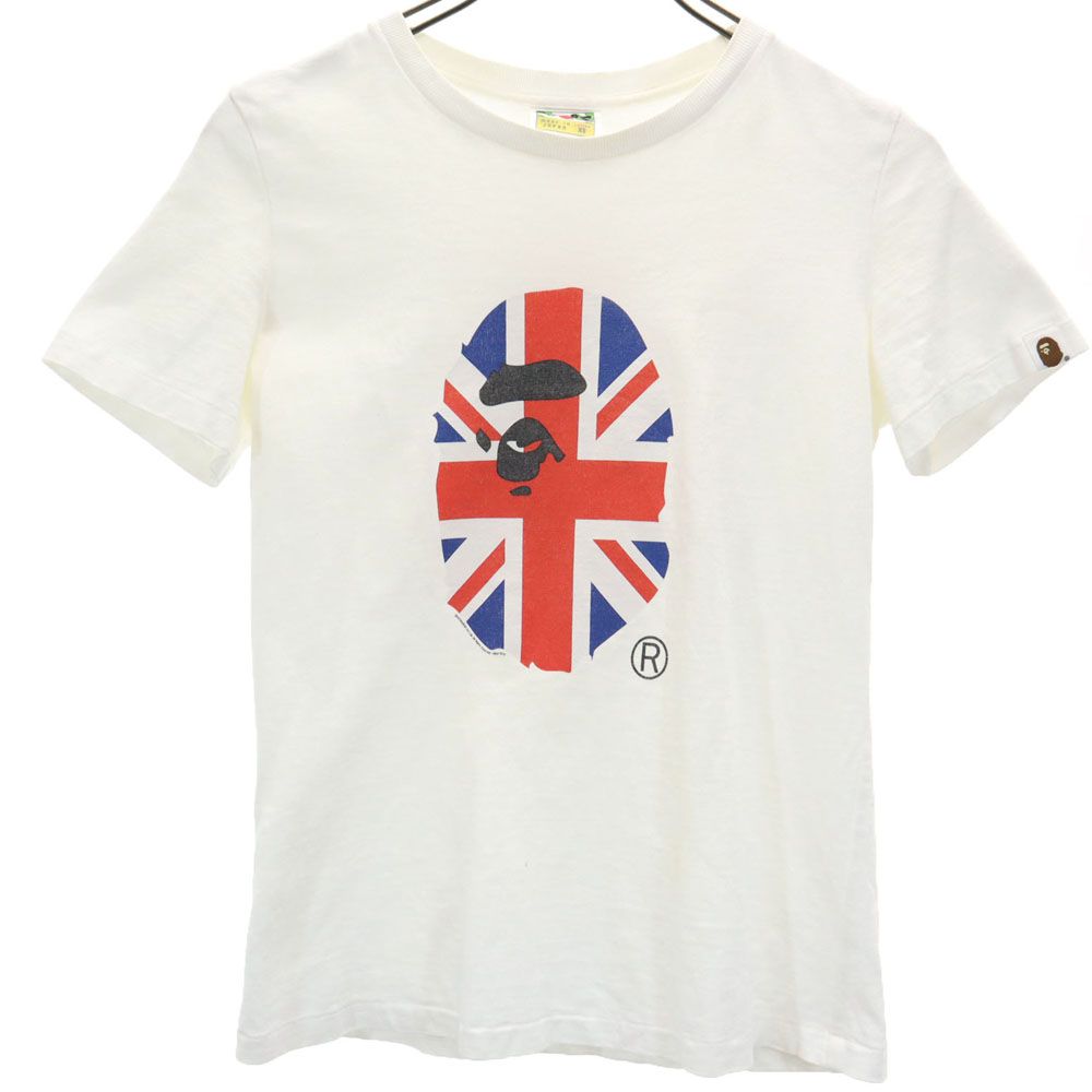 ベイプ 日本製 プリント 半袖 Tシャツ XS ホワイト BAPE A BATHING APE レディース 【中古】 【240403】 メール便可