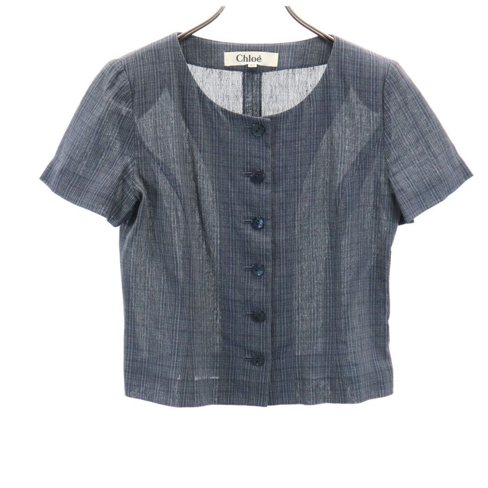 古着 クロエ Chloe チェック 半袖 シャツ 40 グレー 肩パット レディース 【中古】 【PD】