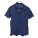 ポロラルフローレン 半袖 ポロシャツ M（10-12） ネイビー系 POLO RALPH LAUREN 鹿の子 ロゴ キッズ 【中古】 【230716】