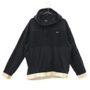ナイキ ワンポイントロゴ刺繍 スウェットパーカー L ブラック×ゴールド NIKE プルオーバー レディース 【中古】 【230422】