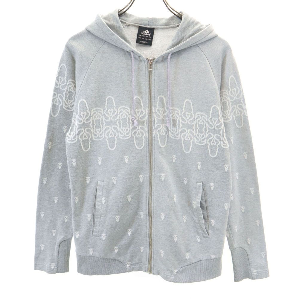 古着 adidas アディダス 長袖 スウェット ジップパーカー S グレー レディース 【中古】 【PD】