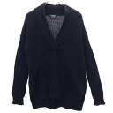 ラルフローレン Vネック コットン ケーブル編み ニット XXS 黒 RALPH LAUREN 長袖 セーター レディース 【中古】 【221122】