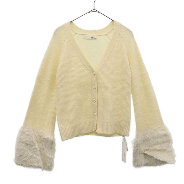 未使用 リリーブラウン 袖ファー ニット カーディガン F ホワイト Lily Brown 長袖 レディース 【中古】 【230130】のサムネイル