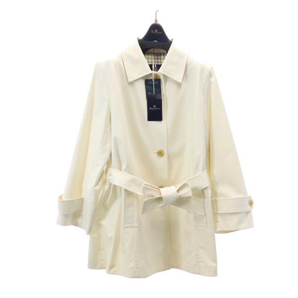 未使用 アクアスキュータム ステンカラーコート 15 ホワイト系 Aquascutum ブランドハンガー付き レディース 【中古】 【230201】