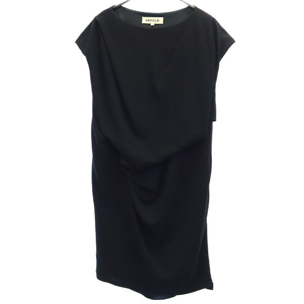 エンフォルド フレンチスリーブ ワンピース 38 ブラック ENFOLD レディース 【中古】 【230727】
