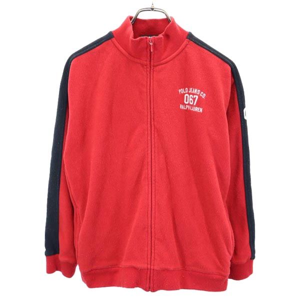 ポロジーンズ ラルフローレン ロゴ刺繍 フリース ジャケット 160 レッド×ブラック POLO JEANS RALPH LAUREN キッズ 【中古】 【23...