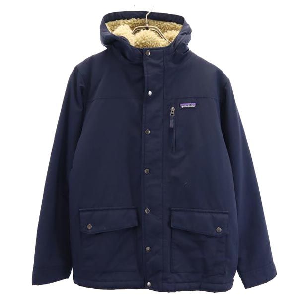 パタゴニア アウトドア 長袖 裏ボア 中綿ジャケット XL14 ネイビー系 patagonia ロゴ キッズ 【中古】 【231024】 【PD】