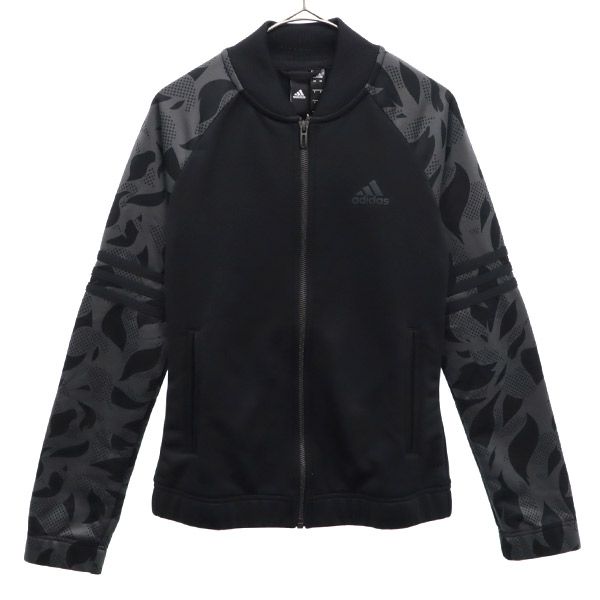 未使用 アディダス 総柄 トラックジャケット S ブラック adidas ジャージ ジップアップジャケット レディース 【中古】 【230429】