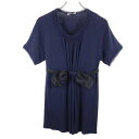 ランバン ウエストリボン 半袖 カットソー M ネイビー系 LANVIN チュニック レディース 【中古】 【230627】(4)