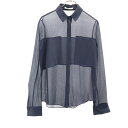 アレキサンダーワン シルク 長袖 シースルー シャツ S ネイビー Alexander Wang レディース 【中古】 【240214】