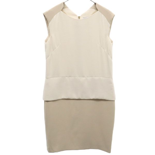 エストネーションビス ノースリーブ ワンピース 38 ホワイト×ベージュ ESTNATION bis レディース 【中古】 【230526】