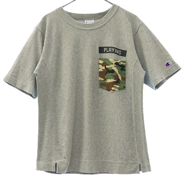 チャンピオン リバースウィーブ ヘビーウエイト ワンポイントプリント 半袖 Tシャツ SMALL グレー champion クルーネック レディース 【中古】 【230603】 メール便可
