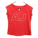 アルマーニジーンズ ロゴプリント 半袖 Tシャツ USA4 レッド系 ARMANI JEANS レディース   メール便可