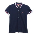 ラコステライブ ロゴワッペン 半袖 ポロシャツ XS ネイビー LACOSTE L VE 鹿の子地 レディース 【中古】 【230612】 メール便可