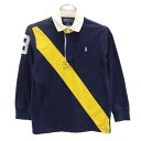 ポロバイラルフローレン ボーダー 長袖 ラガーポロシャツ 5 ネイビー×イエロー Polo by Ralph Lauren ロゴ キッズ 【中古】 【230828】 メール便可 【PD】