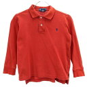 ポロバイラルフローレン 長袖 ポロシャツ 4 レッド Polo by Ralph Lauren 鹿の子 ロゴ キッズ 【中古】 【230830】 メール便可