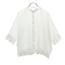 ユニクロ プラスジェイ 7分袖 ドルマンスリーブ バンドカラーシャツ L ホワイト UNIQLO ＋J レディース 【中古】 【240502】 メール便可