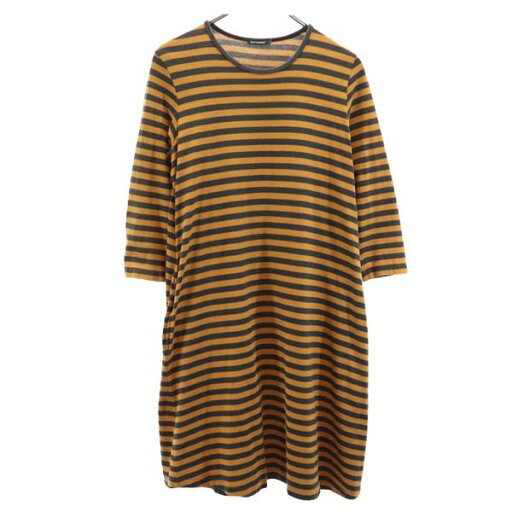 古着 marimekko マリメッコ ボーダー柄 7分袖 Tシャツ ワンピース S キャメル×グレー レディース 【中古】 【PD】 古着 marimekko マリメッコ ボーダー柄 7分袖 Tシャツ ワンピース S キャメル×グレー レディース 【中古】 【PD】