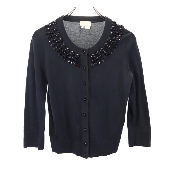 古着 Kate Spade ケイトスペード 長袖 コットン ニット カーディガン XS 黒 レディース 【中古】
