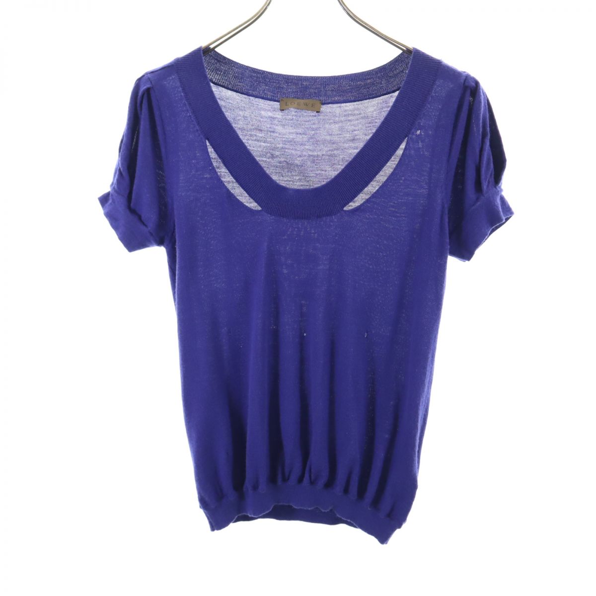 古着 LOEWE ロエベ 半袖 ウール セーター M ブルー ニット レディース 【中古】 【PD】