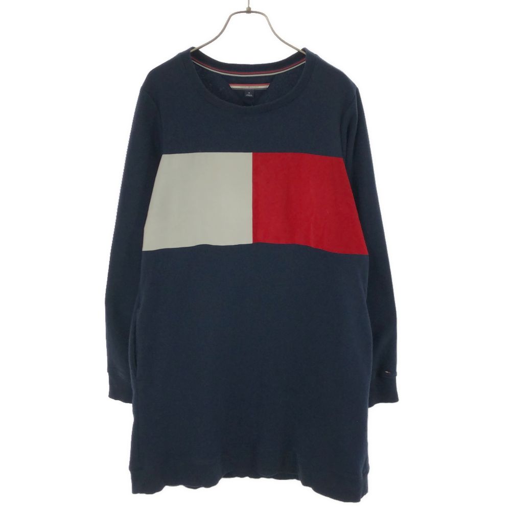 トミーヒルフィガー 長袖 スウェット ワンピース M ネイビー系 TOMMY HILFIGER 裏起毛 レディース 【中古】 【240224】