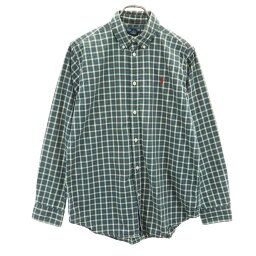 ラルフローレン チェック 長袖 ボタンダウンシャツ XL グリーン系 RALPH LAUREN キッズ 【中古】 【240224】