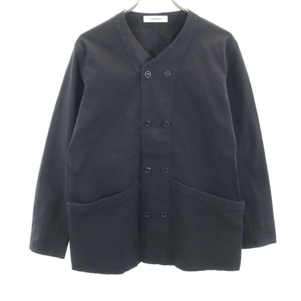 古着 未使用 Johnbull ジョンブル オーバーダイイング ブルゾン S 黒 ノーカラー コットン リネン メンズ 【中古】 【PD】