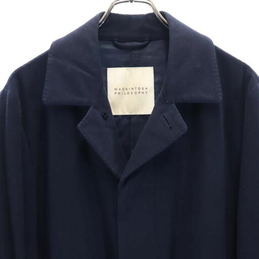 古着 MACKINTOSH PHILOSOPHY マッキントッシュフィロソフィー 三陽商会 ステンカラーコート 38 紺 メンズ 【中古】
