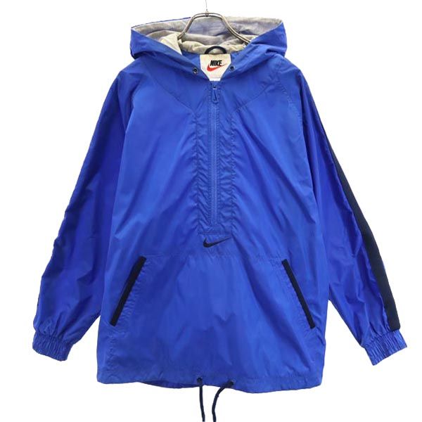 古着 NIKE ナイキ 90s 00s 白タグ オールド ヴィンテージ 長袖 ハーフジップ アノラックパーカー M ブルー系 メンズ 【中古】
